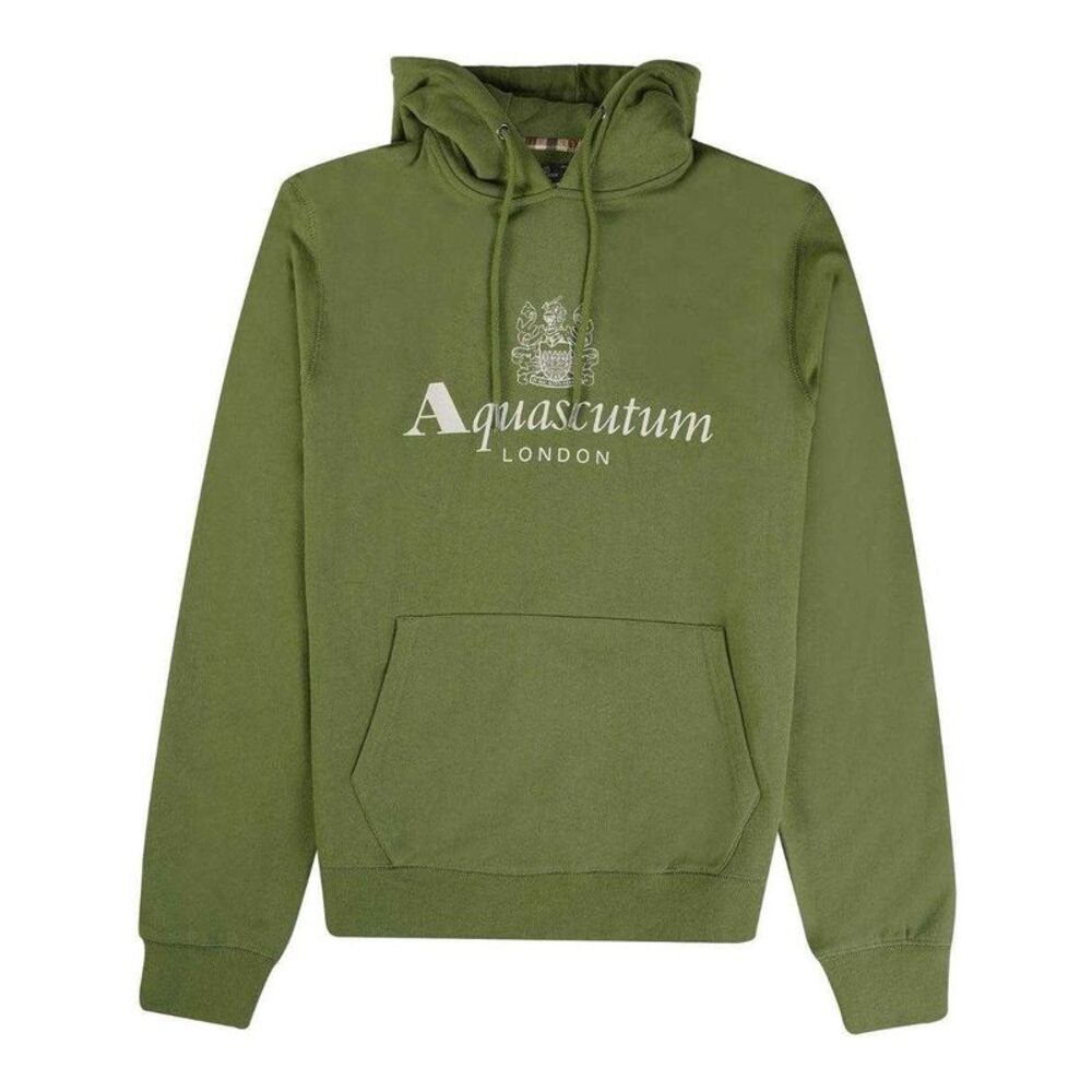 Aquascutum Mens Active Big Logo Hoodie / Green
